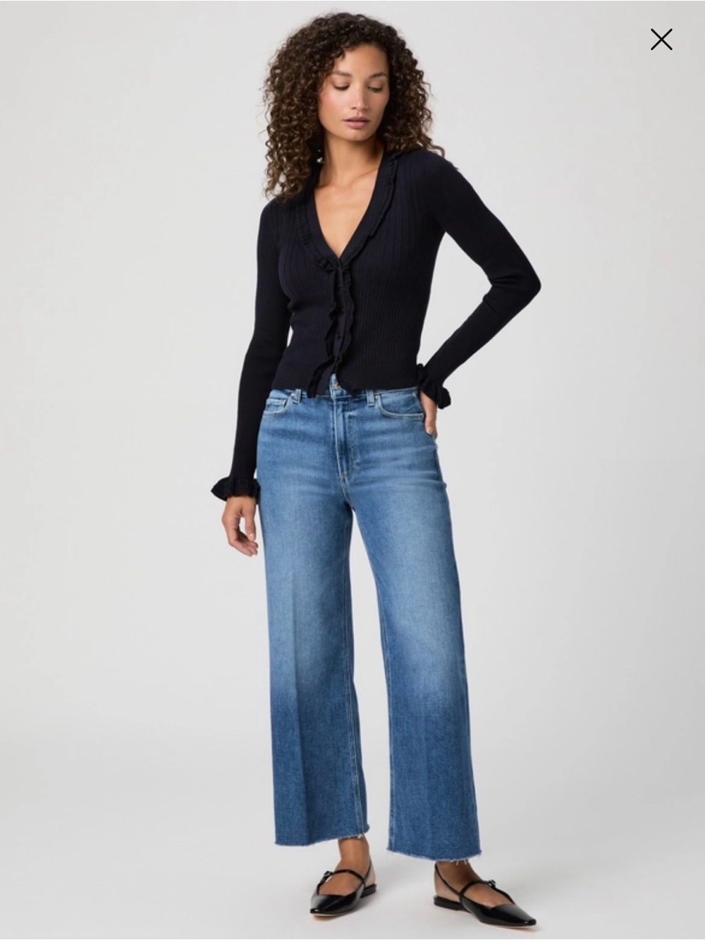 PAIGE Two-Tone Blue Wide-Leg Jeans